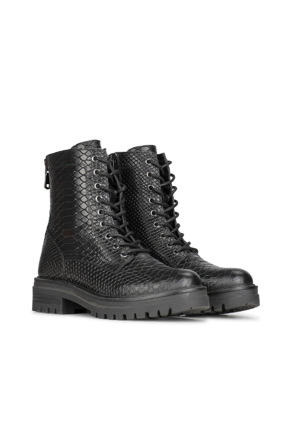 Fashionable Ladies Ankle Boots with Snake Skin Design