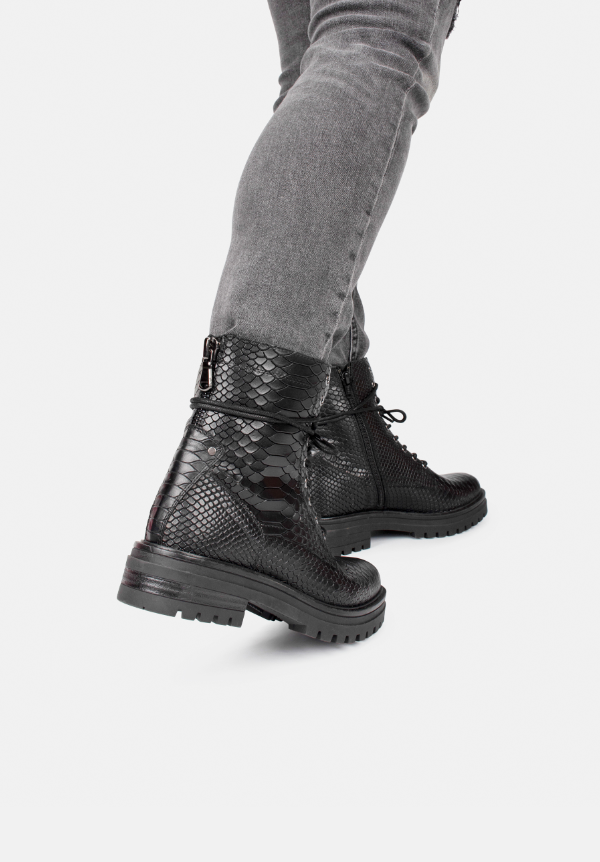 Fashionable Ladies Ankle Boots with Snake Skin Design - OutfitLondon