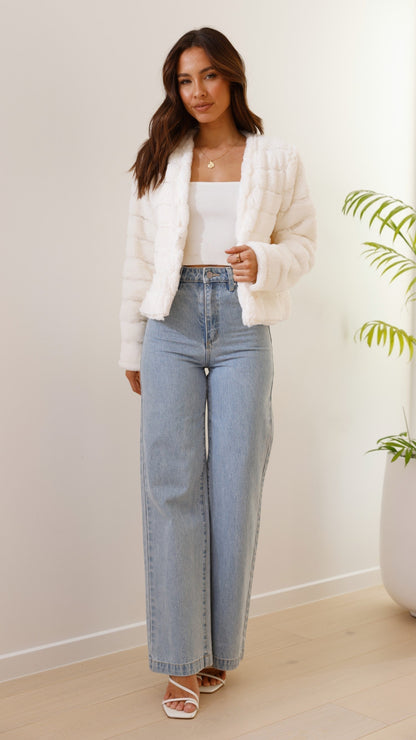 Warm Faux Fur Cropped Women's Winter Jacket