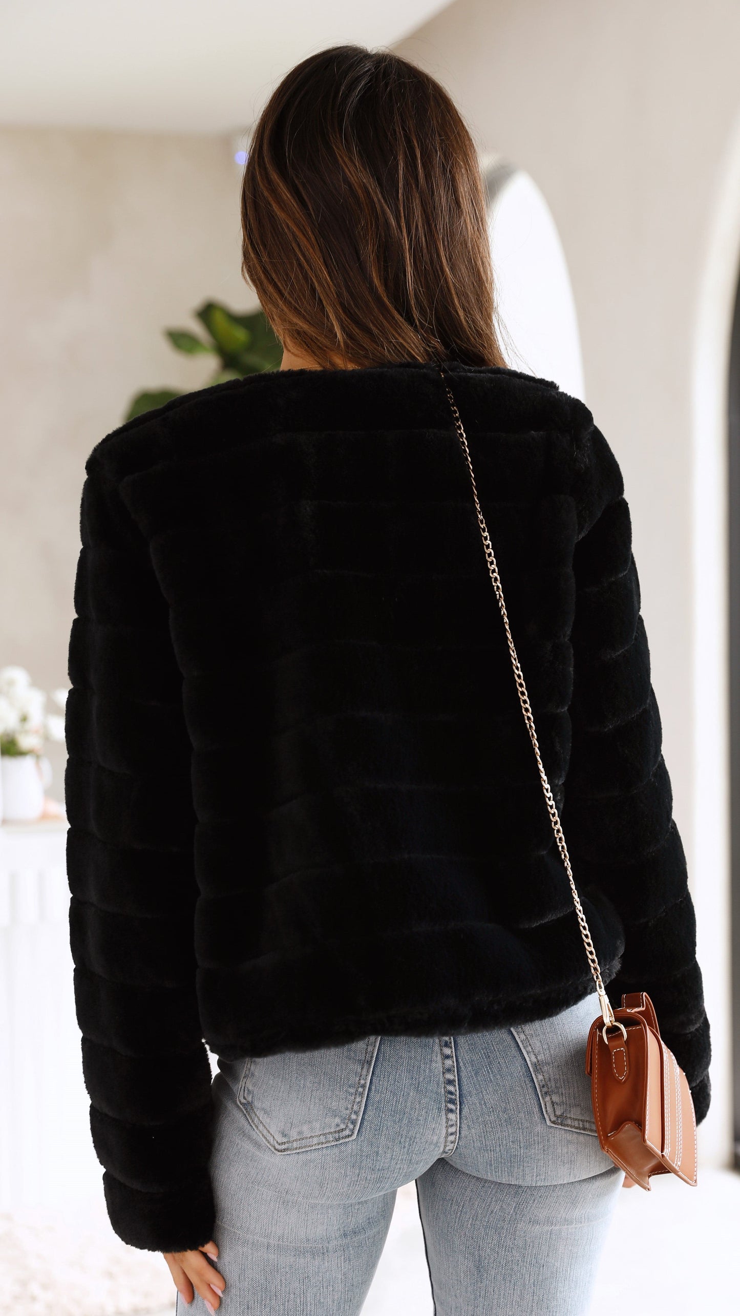 Warm Faux Fur Cropped Women's Winter Jacket