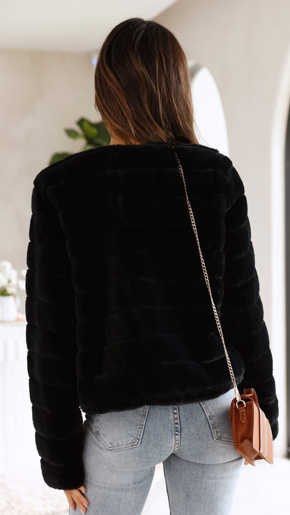 Warm Faux Fur Cropped Women's Winter Jacket