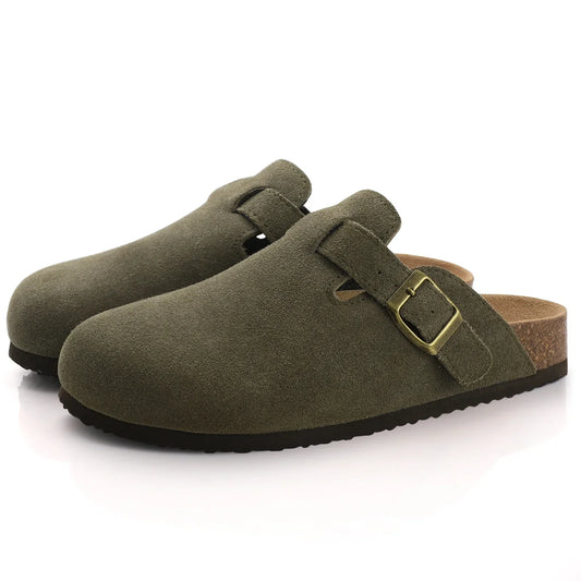 Green Suede Slip On Shoes for Women - OutfitLondon