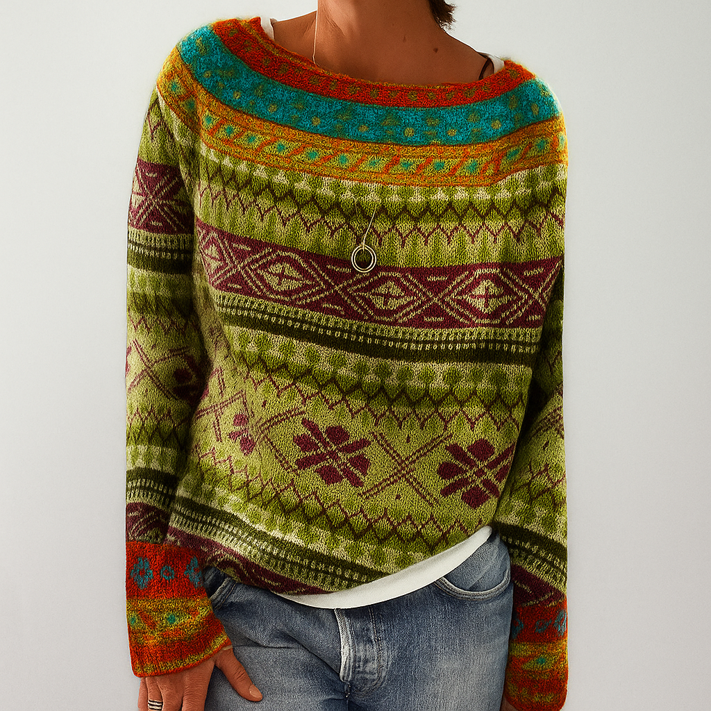 Classic Women's Sweater with Vintage Fall Design