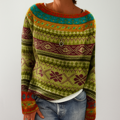 Classic Women's Sweater with Vintage Fall Design