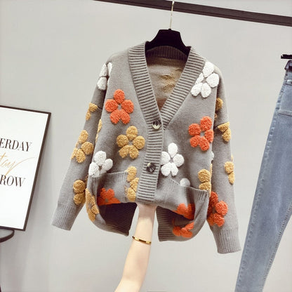 Cozy Ladies Floral Open Front Cardigan Sweater