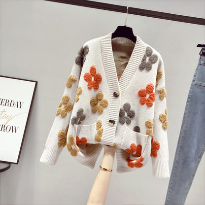 Cozy Ladies Floral Open Front Cardigan Sweater
