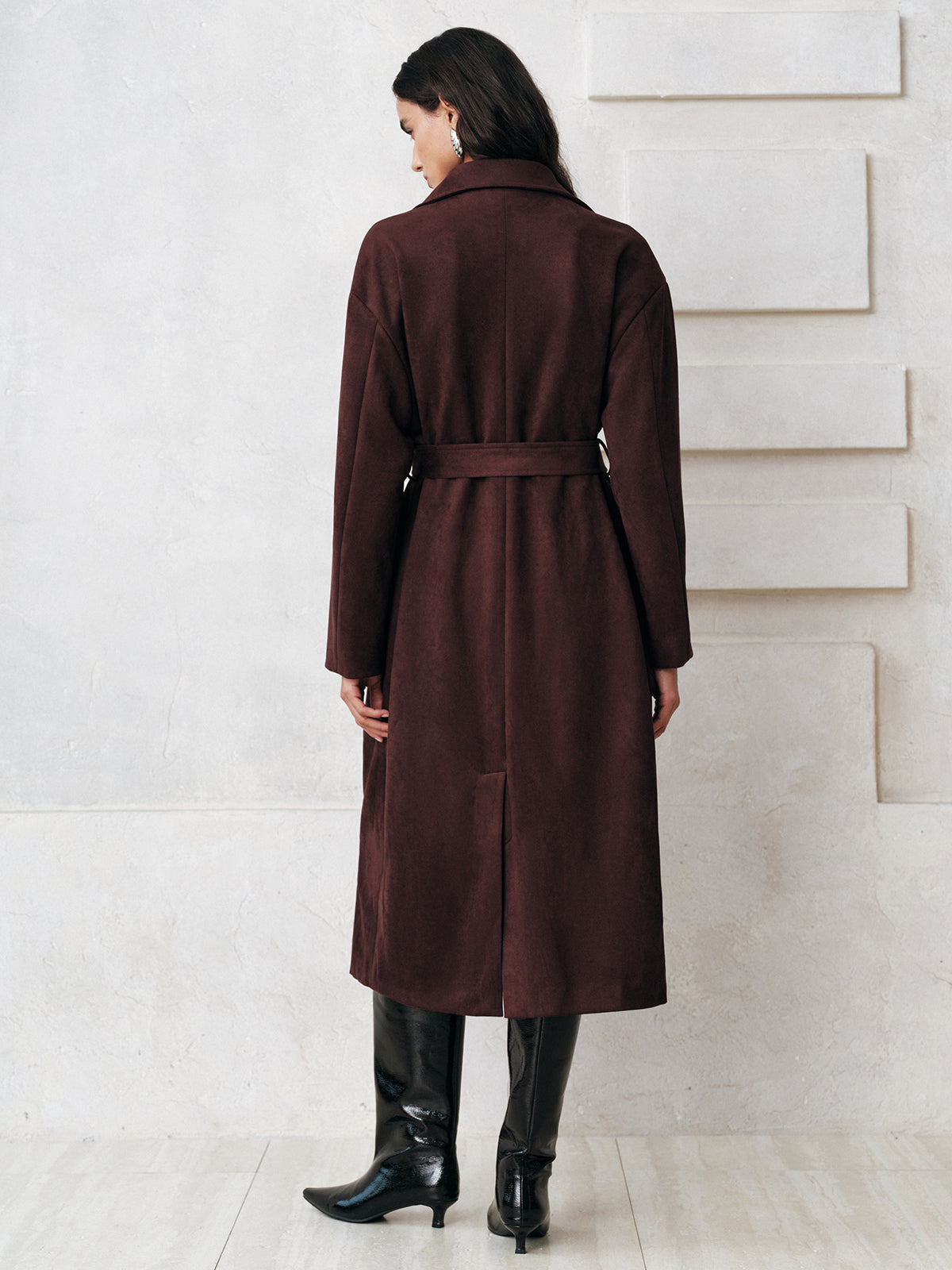 Luxury Suede Buckled Classic Trench Coat