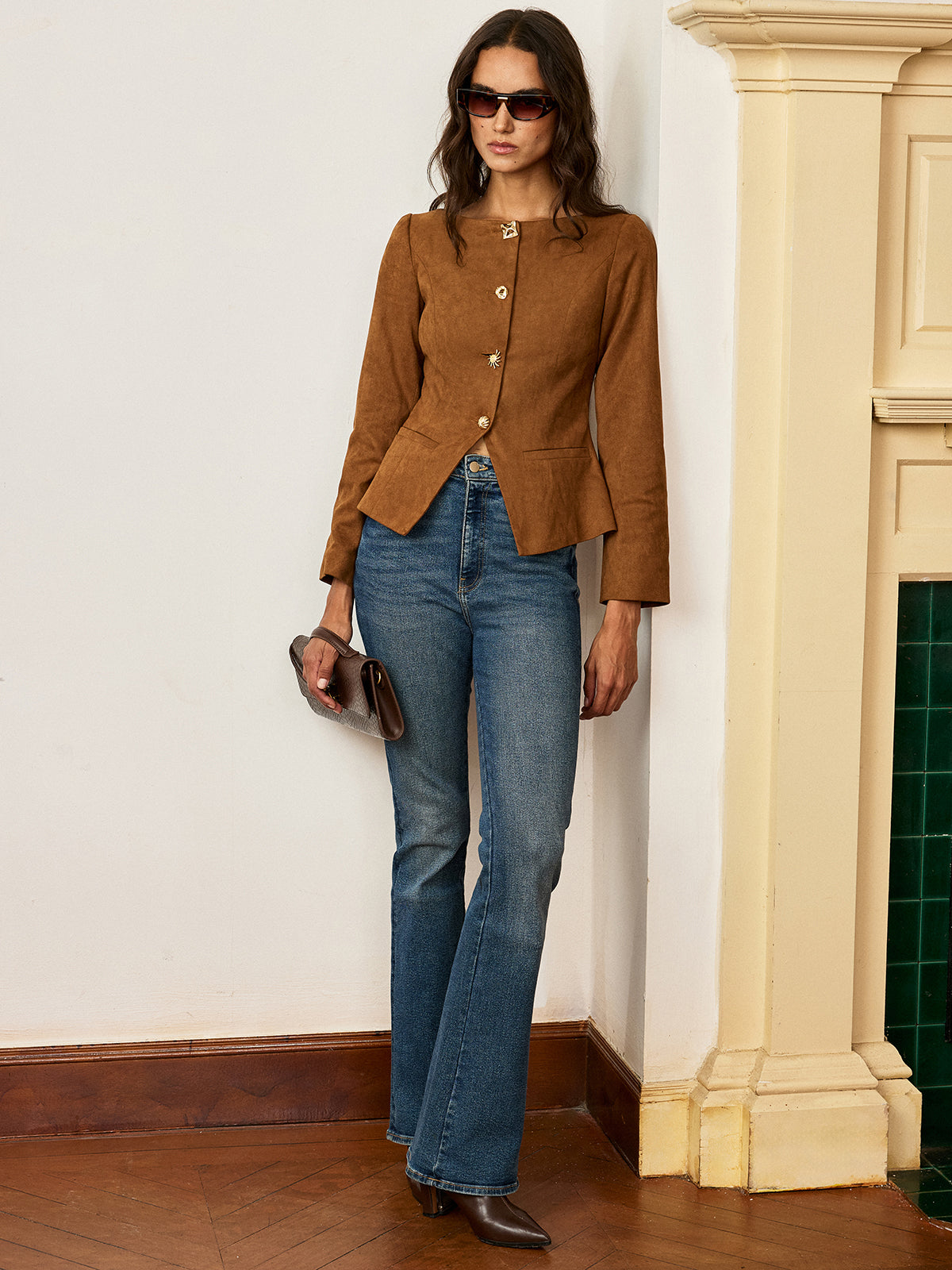 Luxury Suede Slim Fit Button Jacket