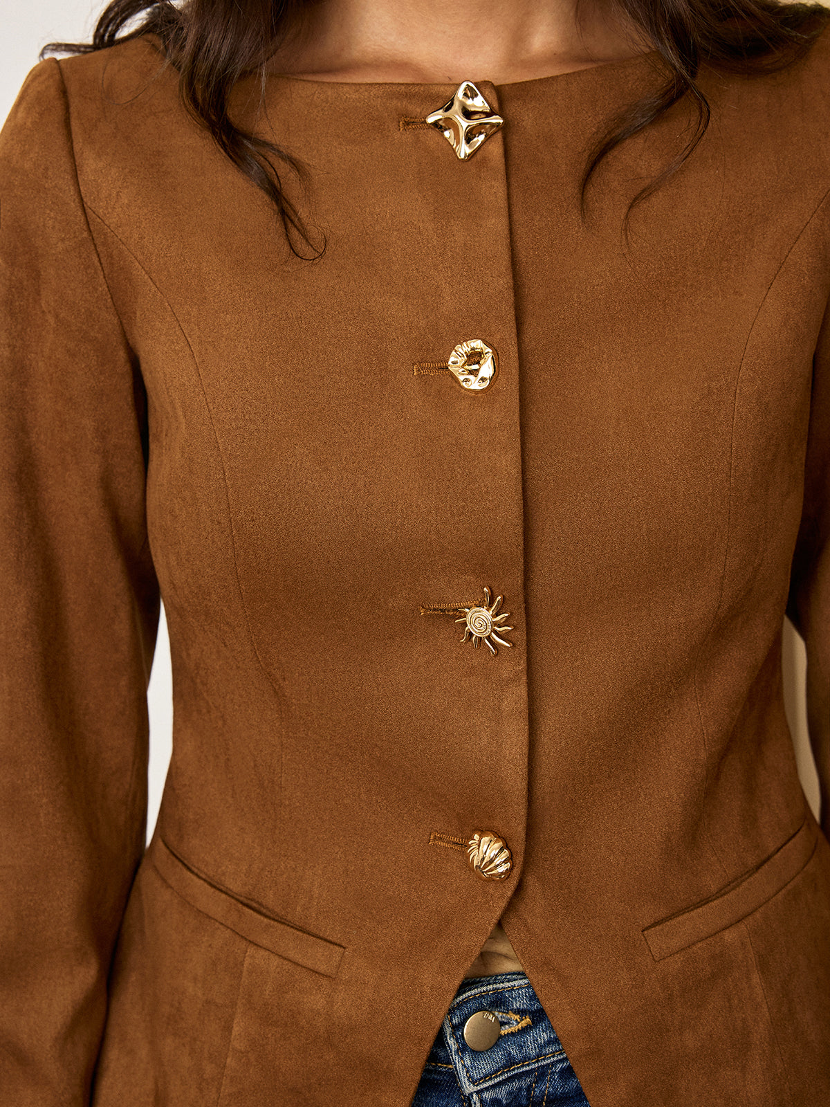 Luxury Suede Slim Fit Button Jacket