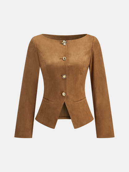 Luxury Suede Slim Fit Button Jacket