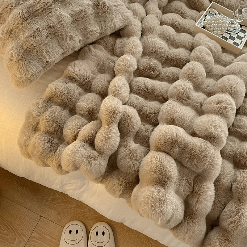 Cozy Fuzzy Teddy Bear Blanket Throw