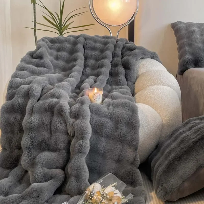 Cozy Fuzzy Teddy Bear Blanket Throw