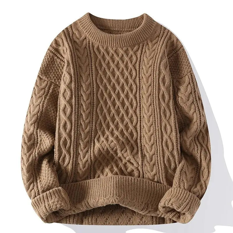 Traditional Mens Textured Crew Sweater
