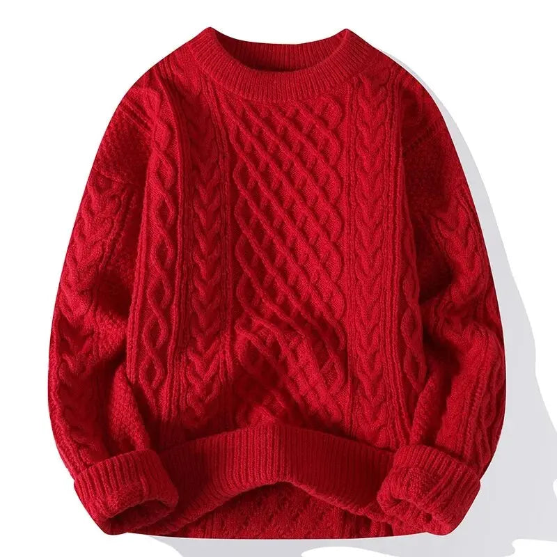 Traditional Mens Textured Crew Sweater