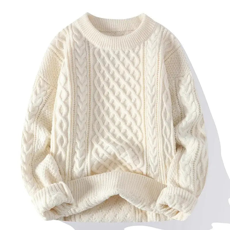 Traditional Mens Textured Crew Sweater