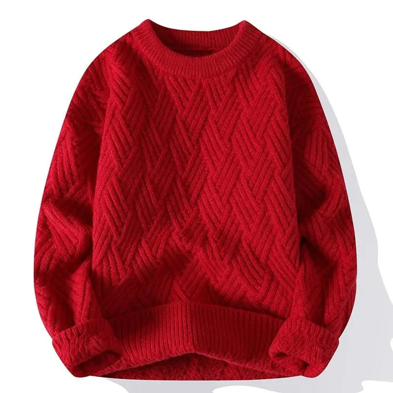 Colorful Textured Crew Neck Sweater
