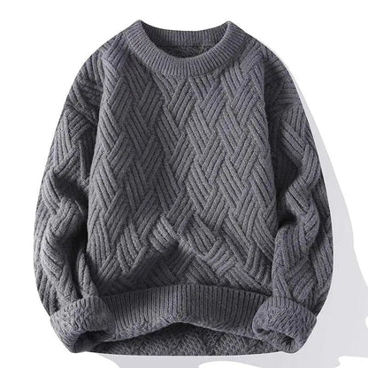 Traditional Mens Textured Crew Sweater - OutfitLondon