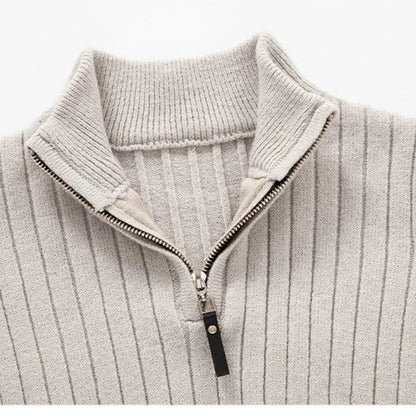 Warm Crew Neck Half Zip Sweater