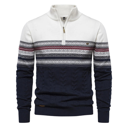 Comfortable Fleece Quarter Zip Neck Sweater - OutfitLondon