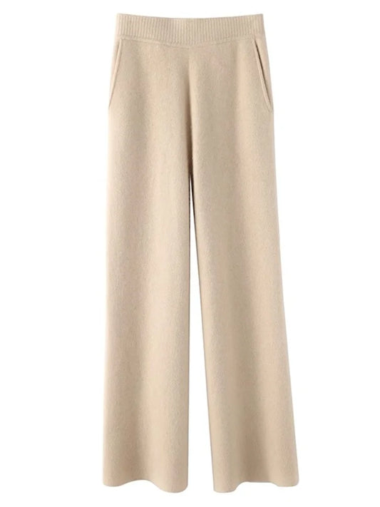 Luxurious Warm High Waisted Cashmere Pants - OutfitLondon