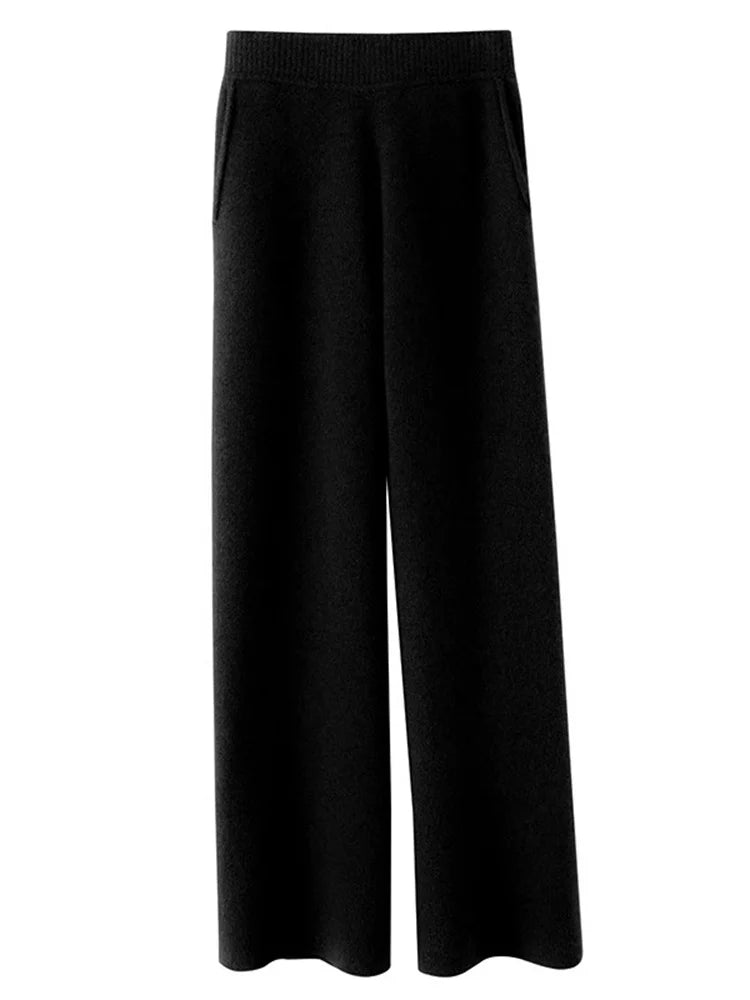 Comfortable Luxury High Waist Cashmere Ladies Pants