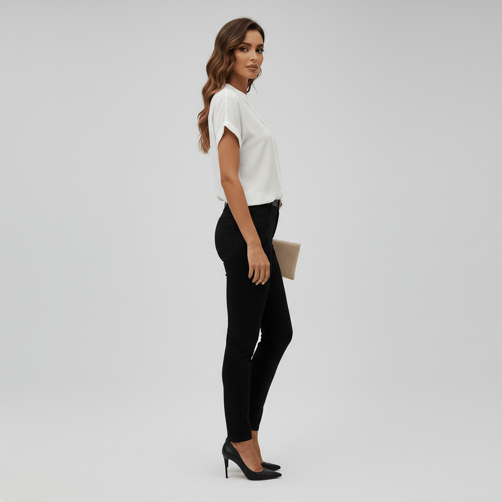 Classic White V Neck Short Sleeve Top