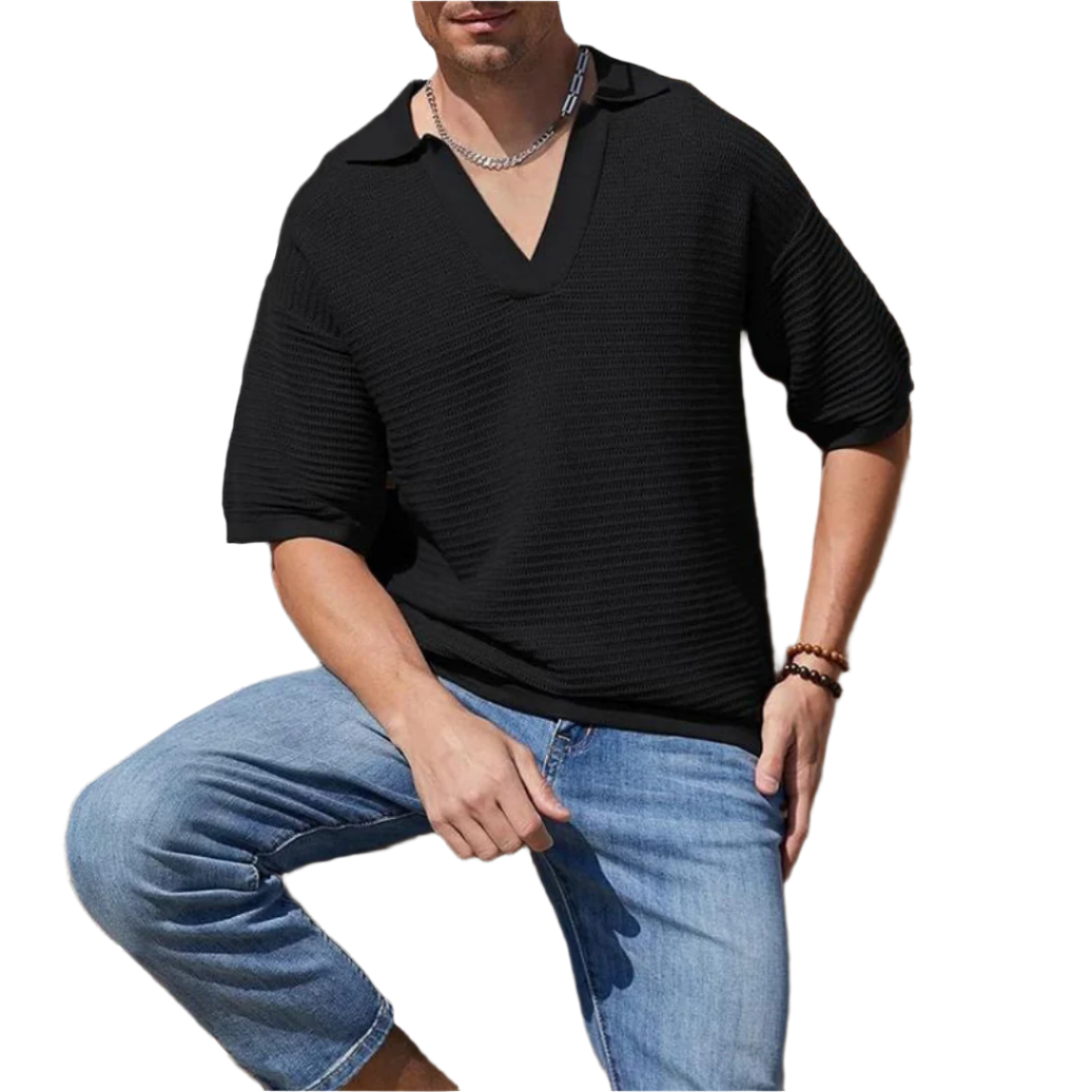 Comfortable V Neck Tee with Soft Stretch Fabric - OutfitLondon