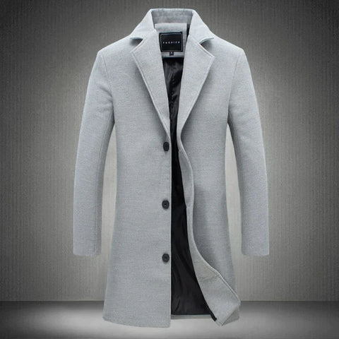 Traditional Stylish Men's Wool Overcoat with Buttons
