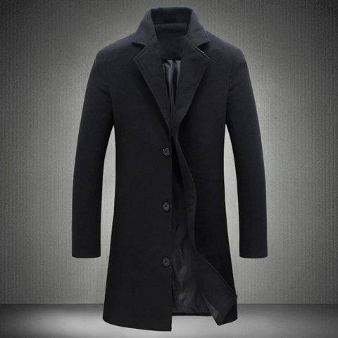 Traditional Stylish Men's Wool Overcoat with Buttons - OutfitLondon