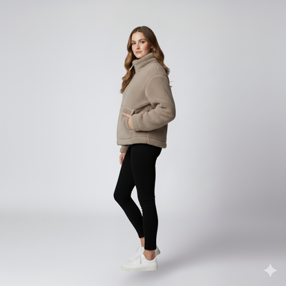 Cozy Womens Fleece Oversized Zip Up Jacket