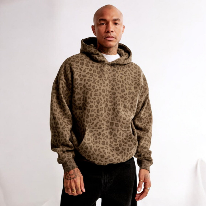 Trendy Animal Print Mens Hoodie: Urban Street Wear - OutfitLondon