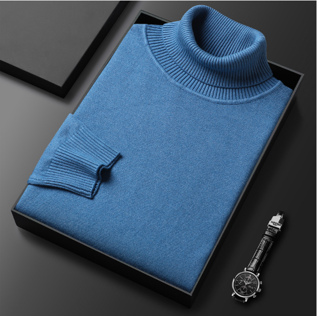 Men's Cashmere Cotton Turtleneck Sweater - OutfitLondon