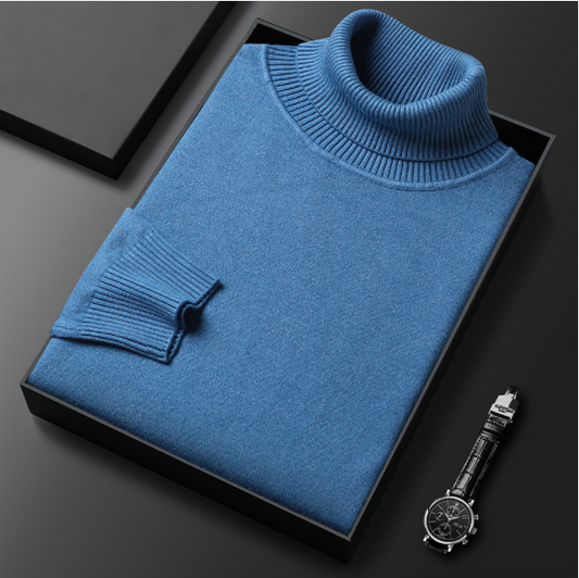 Men's Cashmere Cotton Turtleneck Sweater - OutfitLondon