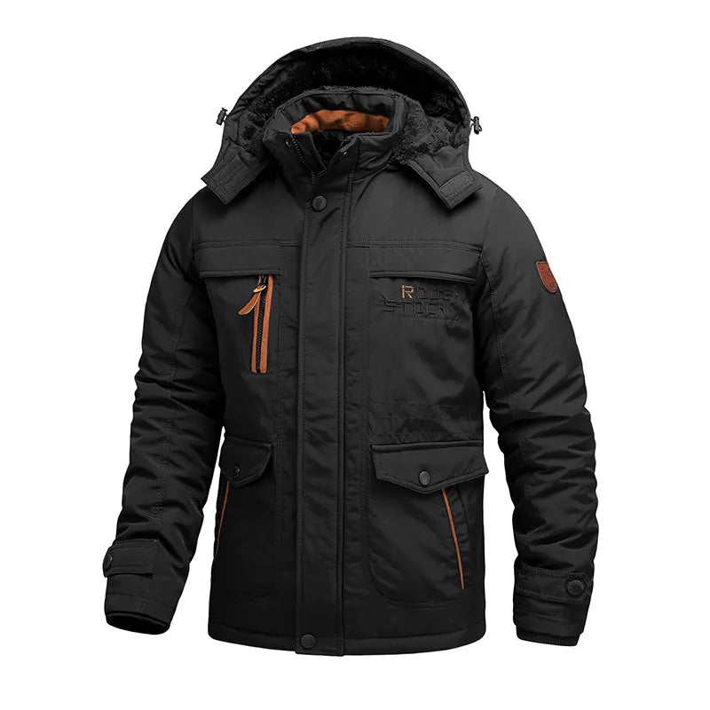 Warm Insulated Waterproof Men's Parka Jacket with Hood - OutfitLondon