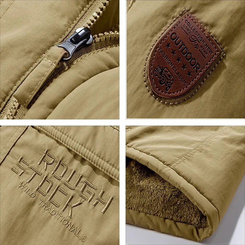 Warm Insulated Waterproof Men's Parka Jacket with Hood