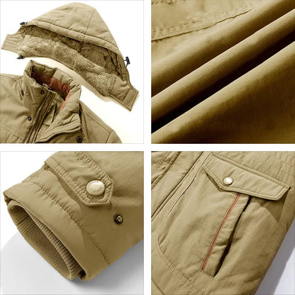 Warm Insulated Waterproof Men's Parka Jacket with Hood