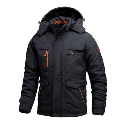 Warm Insulated Waterproof Men's Parka Jacket with Hood