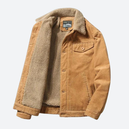 Classic Fit Corduroy Mens Coat - Warm Fleece Lining
