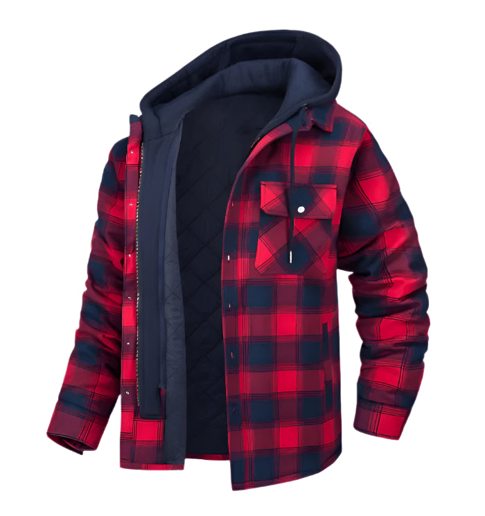 Warm Quilted Flannel Hoodie Jacket for Men