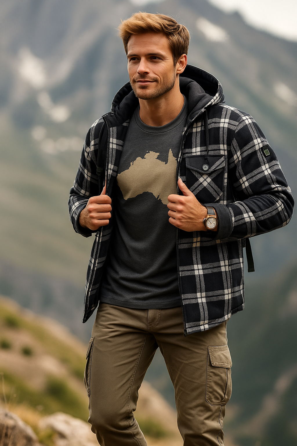 Warm Quilted Flannel Hoodie Jacket for Men - OutfitLondon