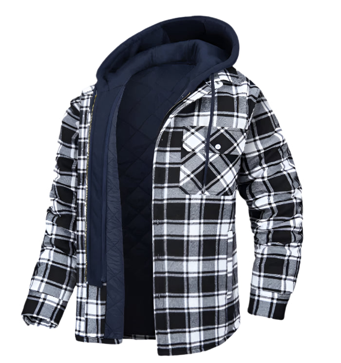 Warm Quilted Flannel Hoodie Jacket for Men