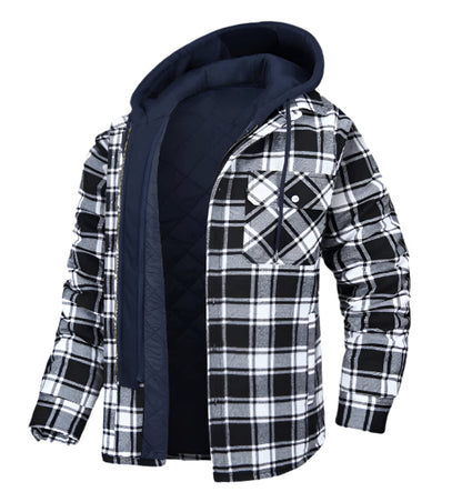 Warm Quilted Flannel Hoodie Jacket for Men