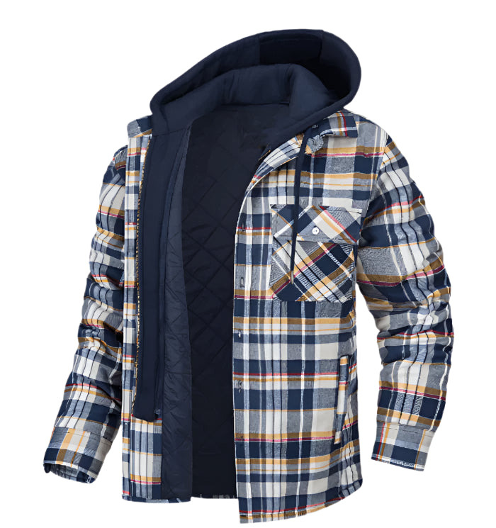 Warm Quilted Flannel Hoodie Jacket for Men