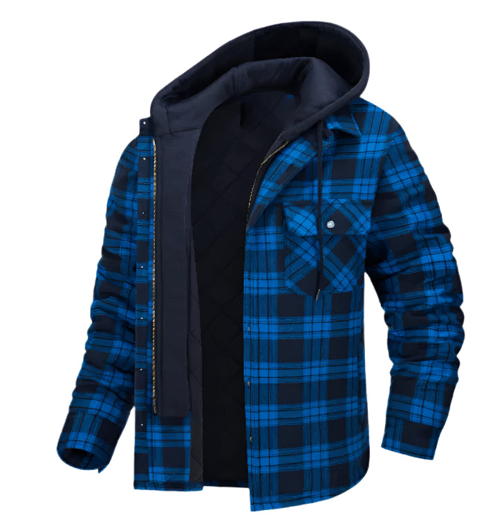 Warm Quilted Flannel Hoodie Jacket for Men
