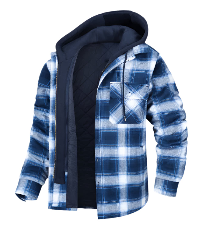 Warm Quilted Flannel Hoodie Jacket for Men
