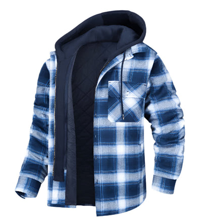 Warm Quilted Flannel Hoodie Jacket for Men