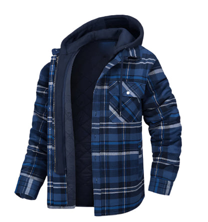 Warm Quilted Flannel Hoodie Jacket for Men