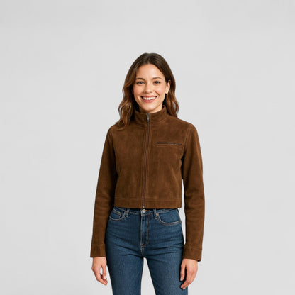 Soft Faux Leather Short Zip Jacket - OutfitLondon