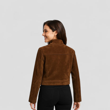 Soft Faux Leather Short Zip Jacket
