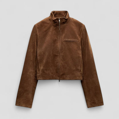 Soft Faux Leather Short Zip Jacket